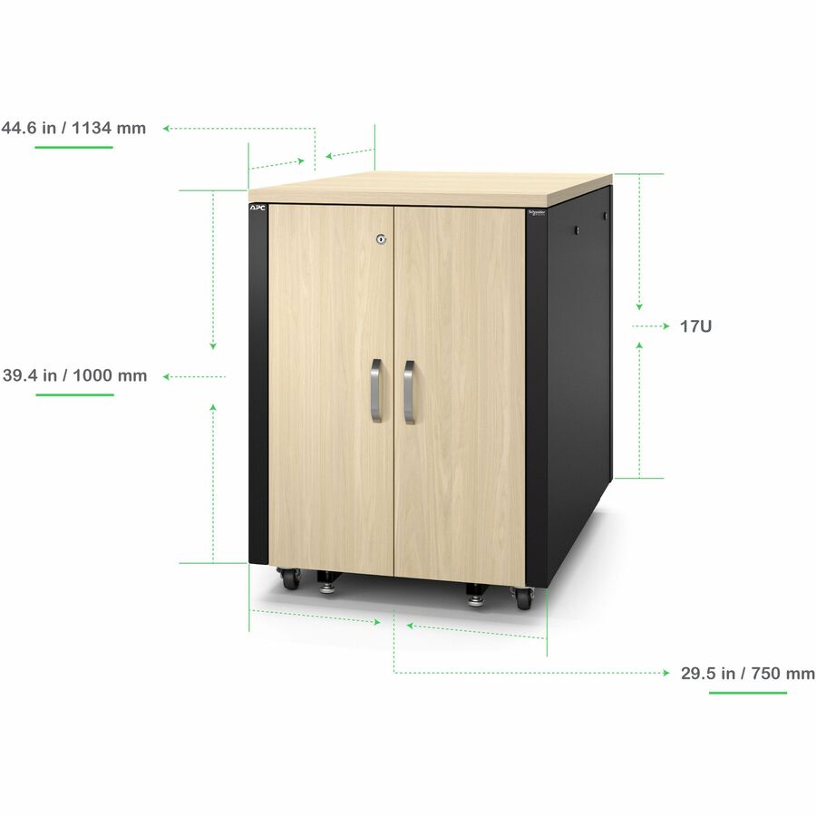 APC by Schneider Electric NetShelter Soundproof, 17U, Server Rack Enclosure, 120V, Maple AR4017A