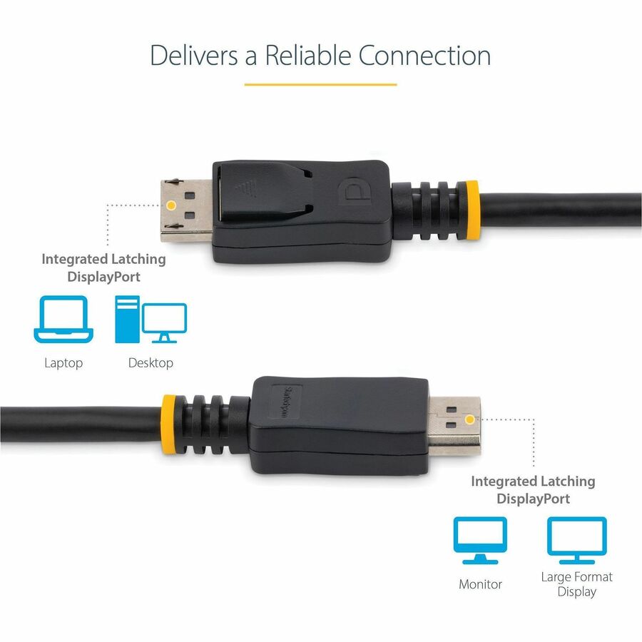 StarTech.com 2m (6ft) DisplayPort 1.2 Cable, 4K x 2K UHD VESA Certified DisplayPort Cable, DP Cable/Cord for Monitor, w/ Latches DISPL2M