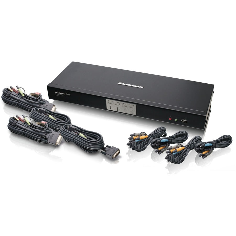 IOGEAR GCS1784 4-Port Dual Link DVI KVMP Switch with 7.1 Audio and Cables GCS1784