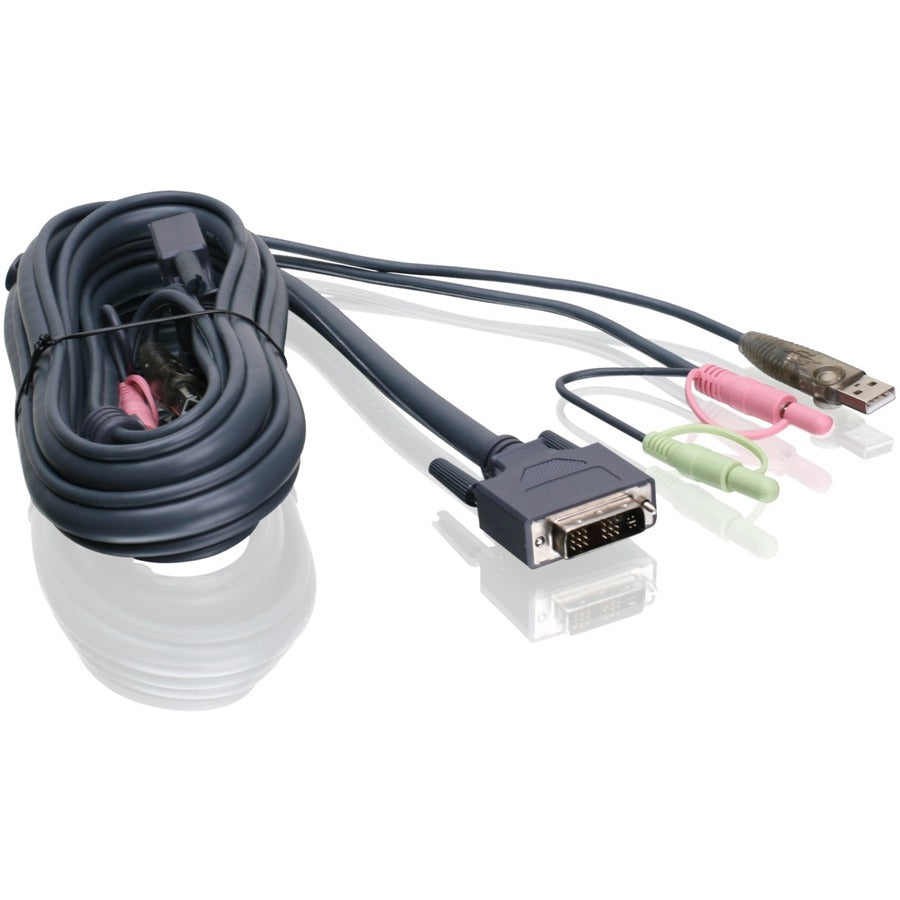 IOGEAR 6ft (1.8m) Single Link DVI-I USB KVM Cable G2L7D02UI