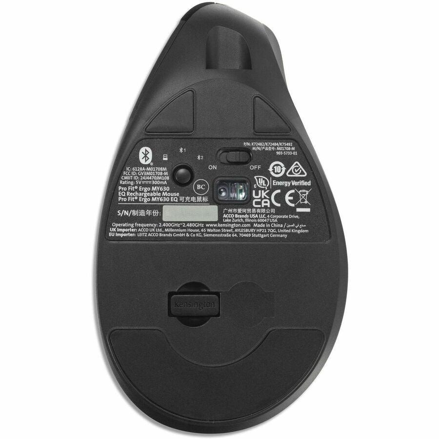 Kensington Pro Fit Ergo MY630 EQ Rechargeable Mouse K72484NA