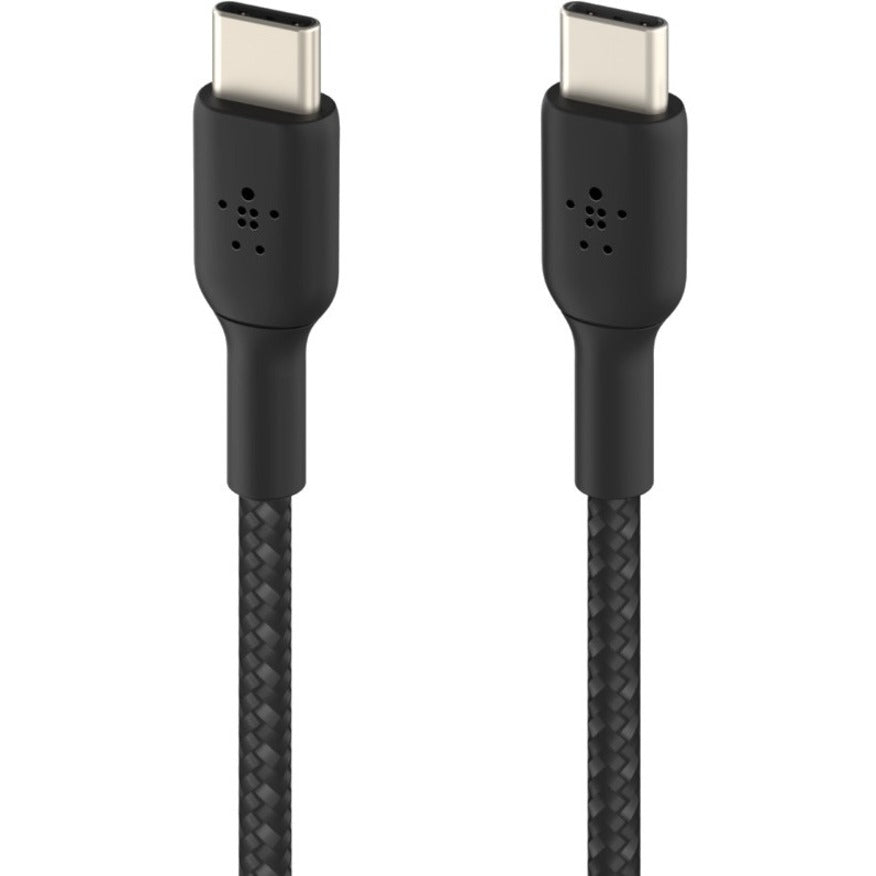 Belkin 60W USB-C to USB-C Cable - 480 Mbps - Nylon, Braided - M/M - 2m/6.6ft - Black CAB004BT2MBK