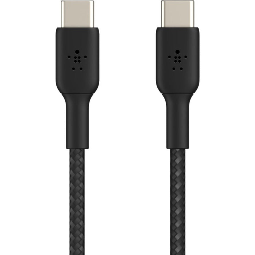 Belkin 60W USB-C to USB-C Cable - 480 Mbps - Nylon, Braided - M/M - 2m/6.6ft - Black CAB004BT2MBK