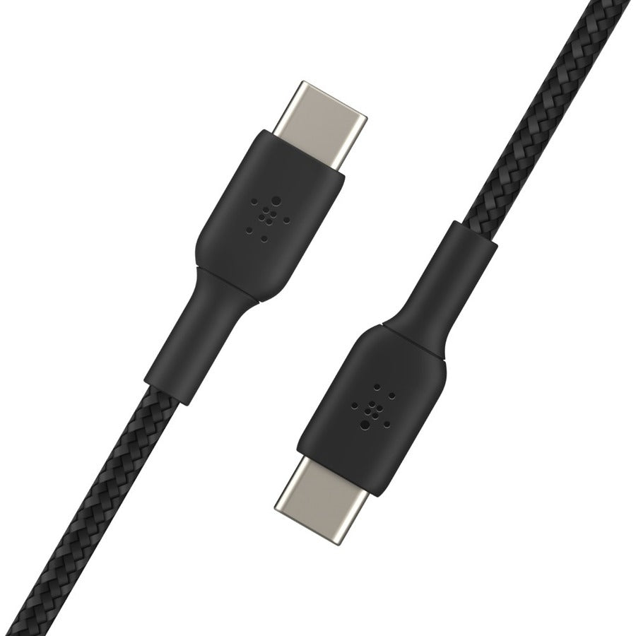 Belkin 60W USB-C to USB-C Cable - 480 Mbps - Nylon, Braided - M/M - 2m/6.6ft - Black CAB004BT2MBK