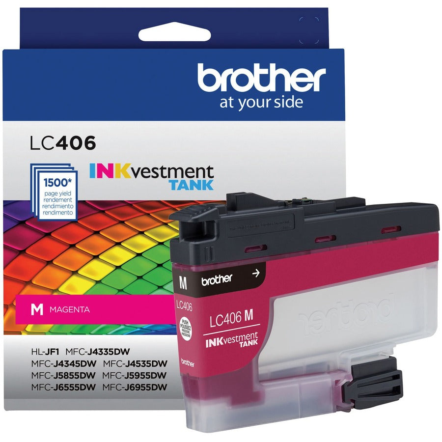 Brother INKvestment LC406M Original Standard Yield Inkjet Ink Cartridge - Single Pack - Magenta - 1 Each LC406MS