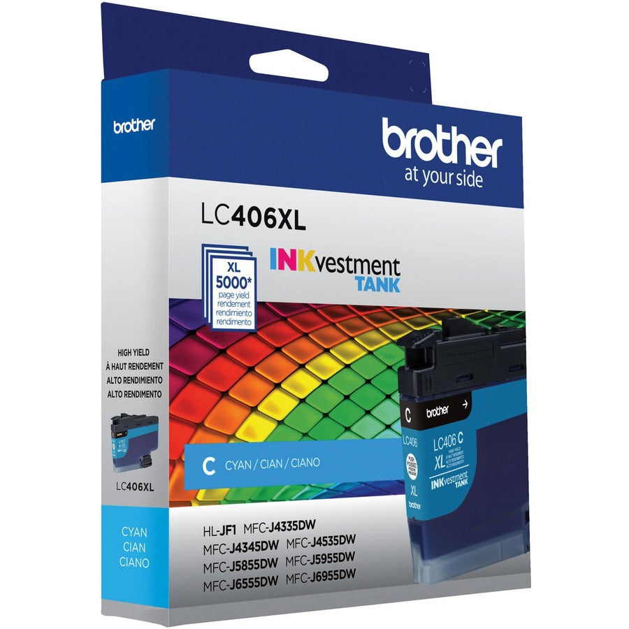 Brother INKvestment LC406XLC Original High Yield Inkjet Ink Cartridge - Single Pack - Cyan - 1 Each LC406XLCS