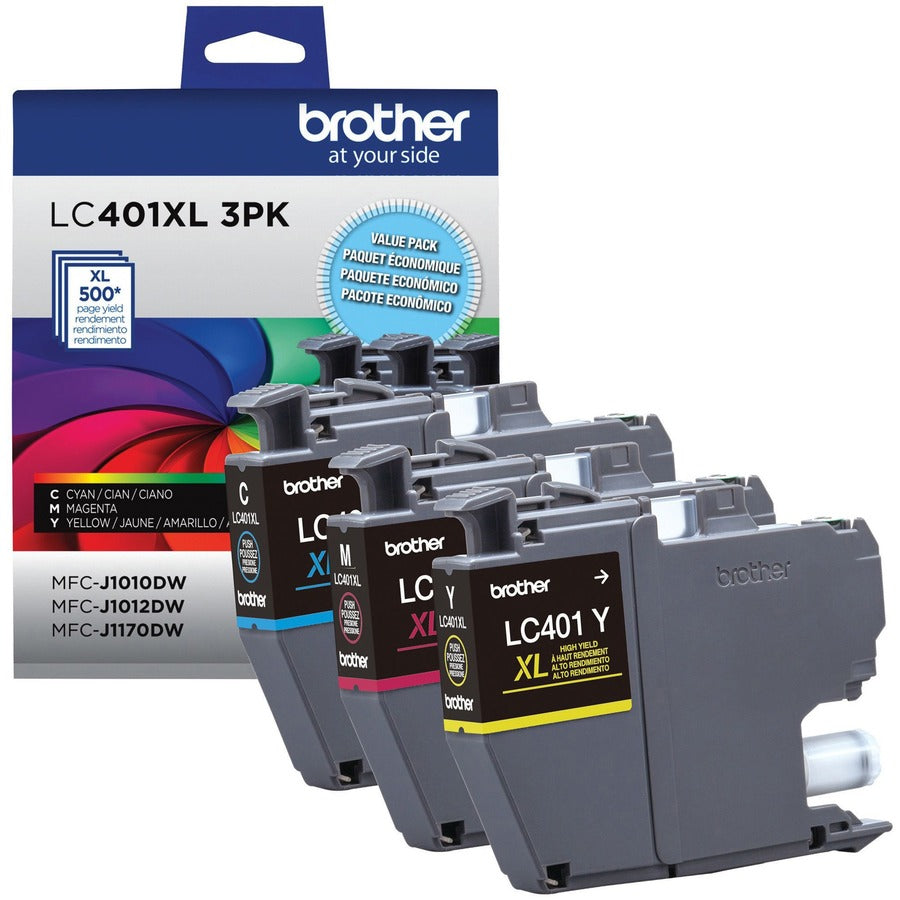 Brother LC401XL3PKS Original High Yield Inkjet Ink Cartridge - CMY - 3 Pack LC401XL3PKS