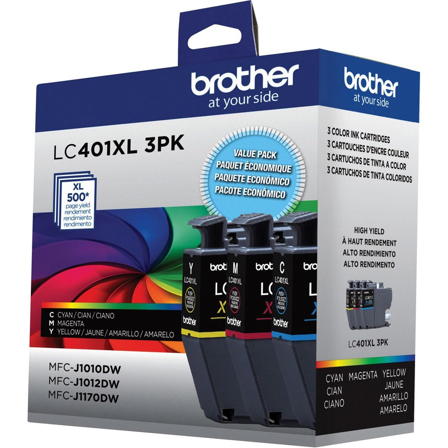 Brother LC401XL3PKS Original High Yield Inkjet Ink Cartridge - CMY - 3 Pack LC401XL3PKS