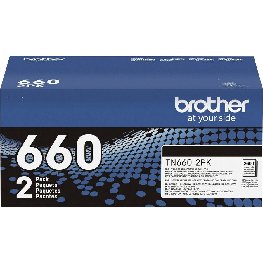 Brother TN-660 Original High Yield Laser Toner Cartridge - Twin-pack - Black - 2 / Box TN660 2PK