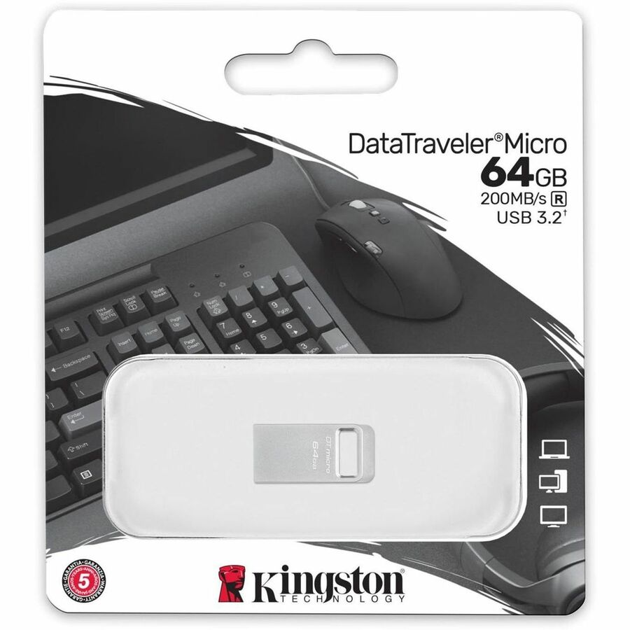 Kingston DataTraveler Micro 64GB USB 3.2 (Gen 1) Flash Drive DTMC3G2/64GBCR