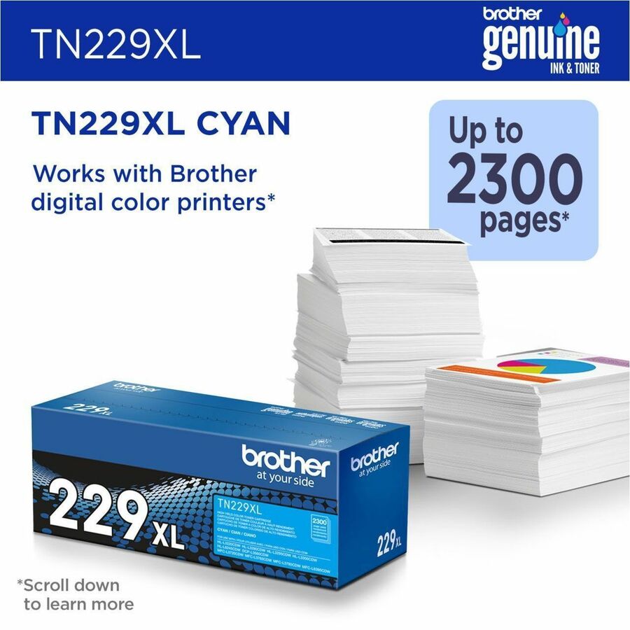 Brother Original High Yield Laser Toner Cartridge - Cyan - 1 Each TN229XLC