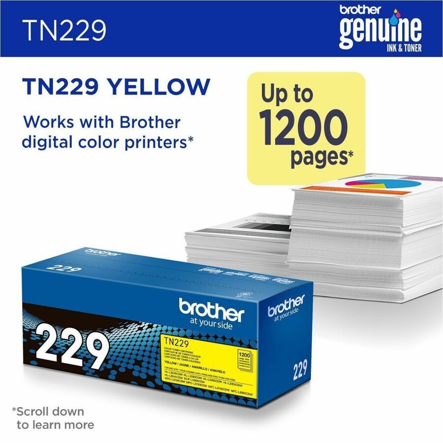 Brother Original Standard Yield Laser Toner Cartridge - Yellow - 1 Each TN229Y