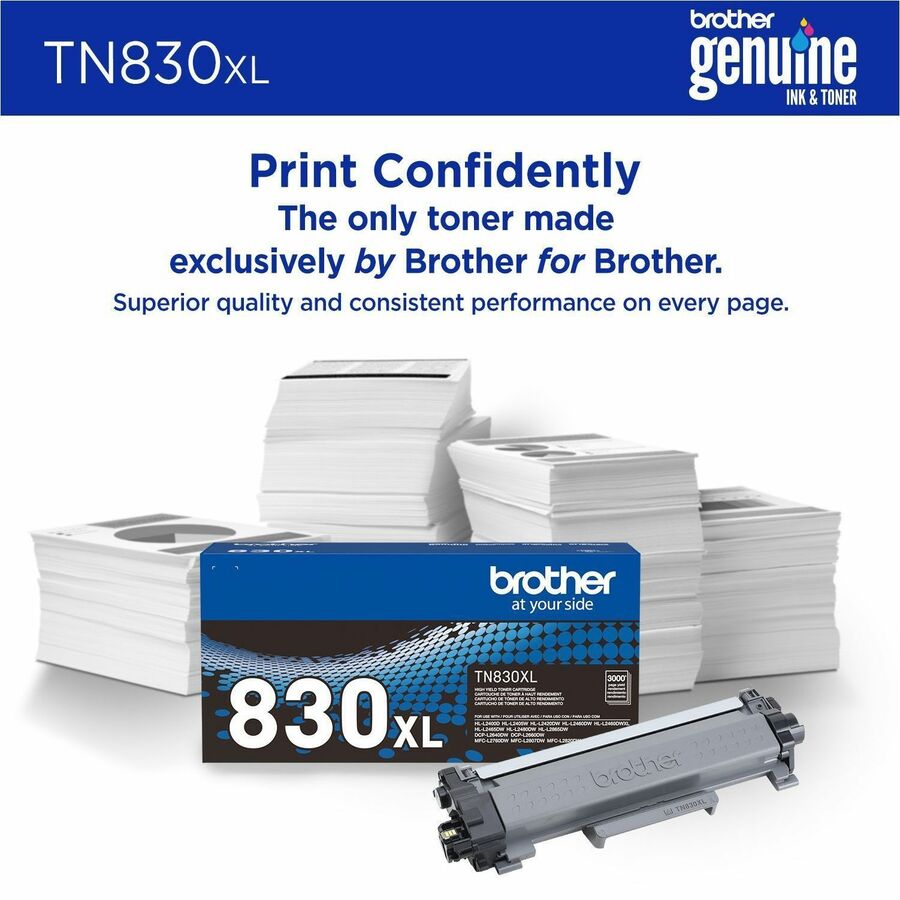 Brother Original Laser Toner Cartridge - Black - 1 Each TN830XL