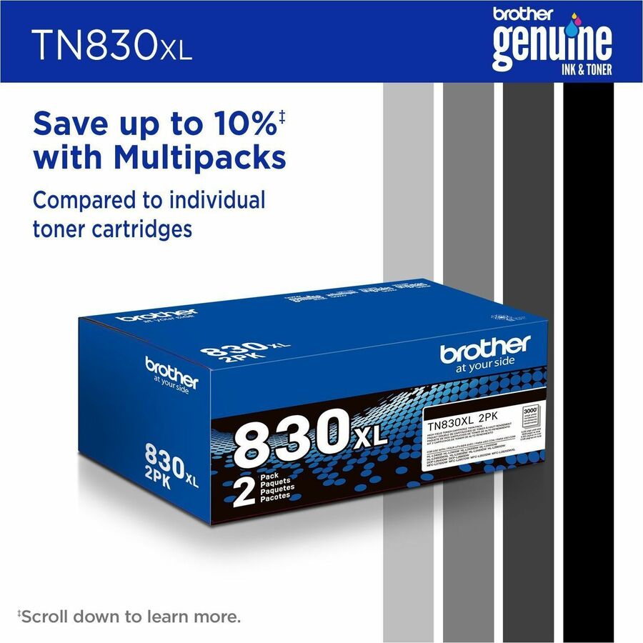 Brother Original Laser Toner Cartridge - Black - 1 Each TN830XL