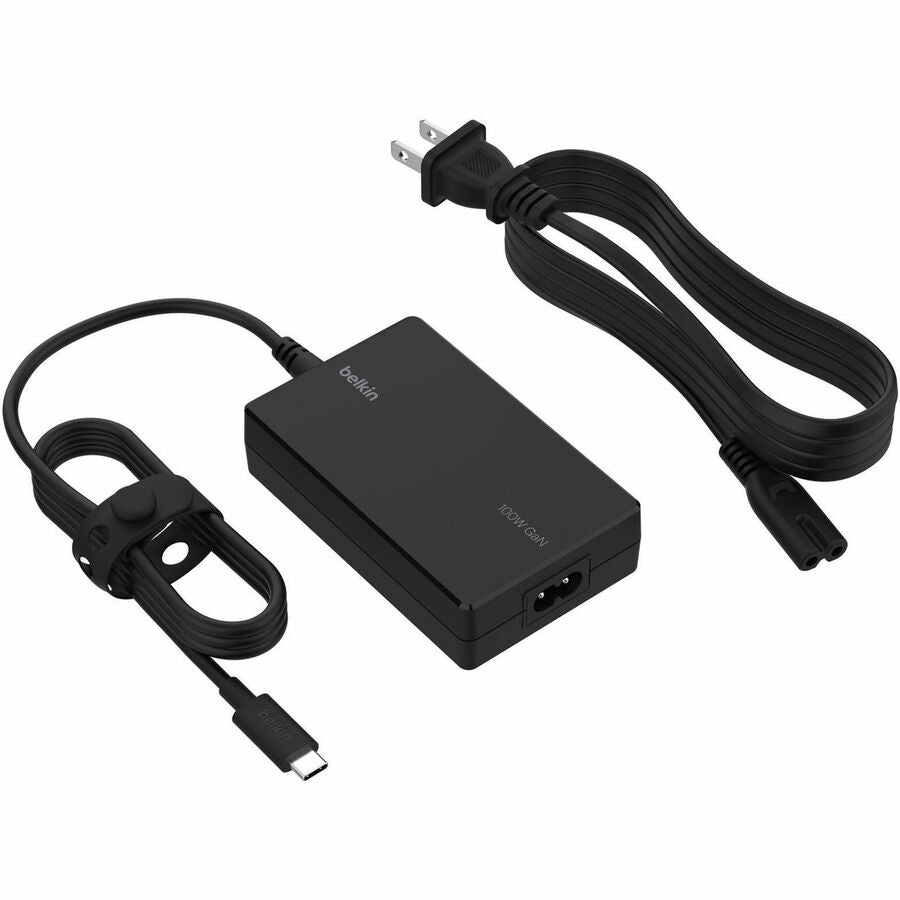 Belkin Portable USB-C Core GaN Power Adapter - 100W - w/ 8ft Power Cable - Laptop Charger - Black INC016TTBK