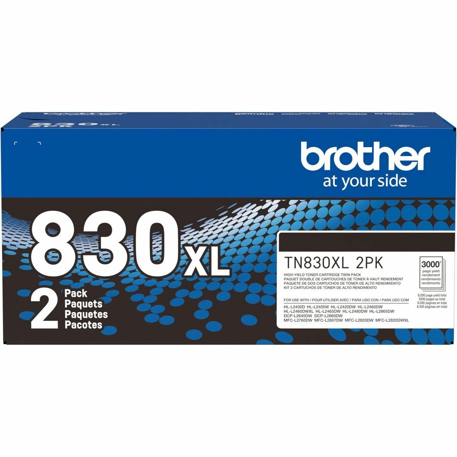 Brother Original High Yield Laser Toner Cartridge - Twin-pack - Black - 2 / Pack TN830XL2PK