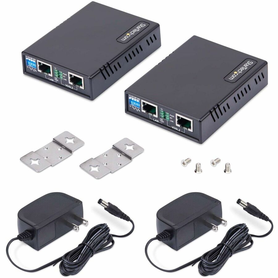 StarTech.com VDSL2 Ethernet Extender Kit over Single Pair Wire, Up to 0.6mi (1km) LAN Repeater over RJ11/CAT5e/CAT6, Replaces 110VDSLEXT VDSL-LAN-EXTENDER-1G