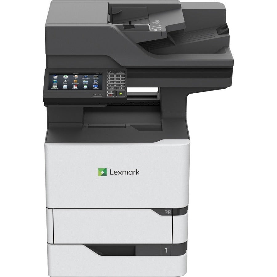 Lexmark MX720 MX721adhe Laser Multifunction Printer-Monochrome-Copier/Fax/Scanner-65 ppm Mono Print-1200x1200 Print-Automatic Duplex Print-300000 Pages Monthly-650 sheets Input-Color Scanner-600 Optical Scan-Monochrome Fax-Gigabit Ethernet 25B0003