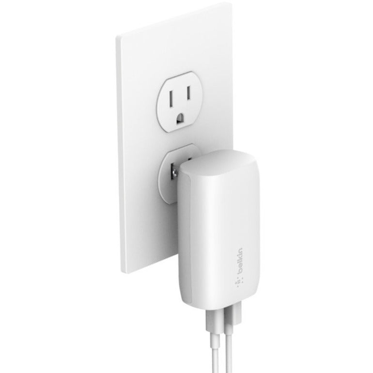 Belkin 37W Portable Dual Port USB-C Wall Charger - 1xUSB-A (12W), 1xUSB-C (30W) - Fast Charging - Power Adapter - White WCB007DQWH