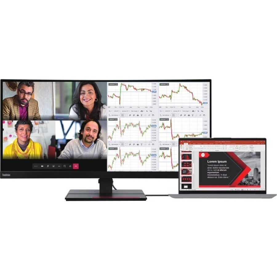 Lenovo ThinkVision P34W-20 34" Class UW-QHD Curved Screen LCD Monitor - 21:9 - Raven Black 62DCRAR3US