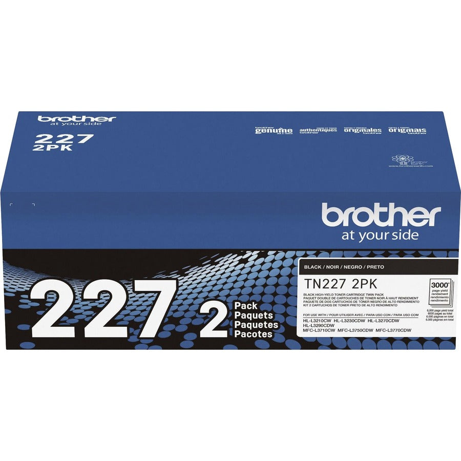 Brother TN227 Original High Yield Laser Toner Cartridge - Twin-pack - Black - 2 / Box TN227 2PK