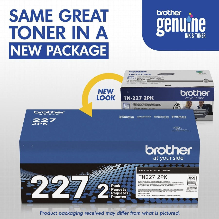 Brother TN227 Original High Yield Laser Toner Cartridge - Twin-pack - Black - 2 / Box TN227 2PK