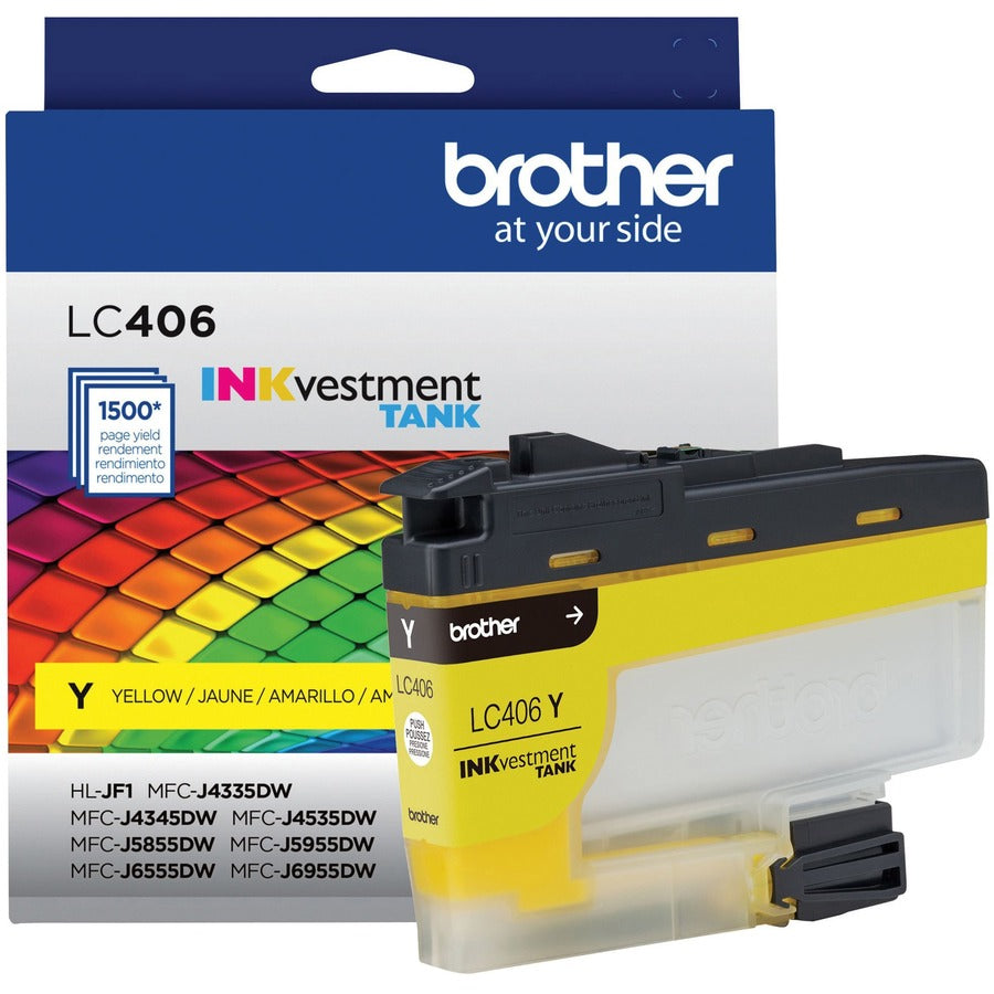 Brother INKvestment LC406Y Original Standard Yield Inkjet Ink Cartridge - Single Pack - Yellow - 1 Each LC406YS