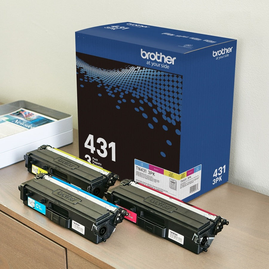 Brother TN-431 Original Standard Yield Laser Toner Cartridge - Multi-pack - Cyan, Magenta, Yellow - 3 / Box TN4313PK