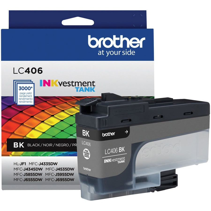 Brother INKvestment LC406BK Original Standard Yield Inkjet Ink Cartridge - Single Pack - Black - 1 Each LC406BKS