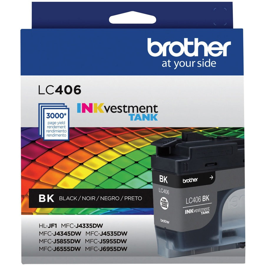 Brother INKvestment LC406BK Original Standard Yield Inkjet Ink Cartridge - Single Pack - Black - 1 Each LC406BKS