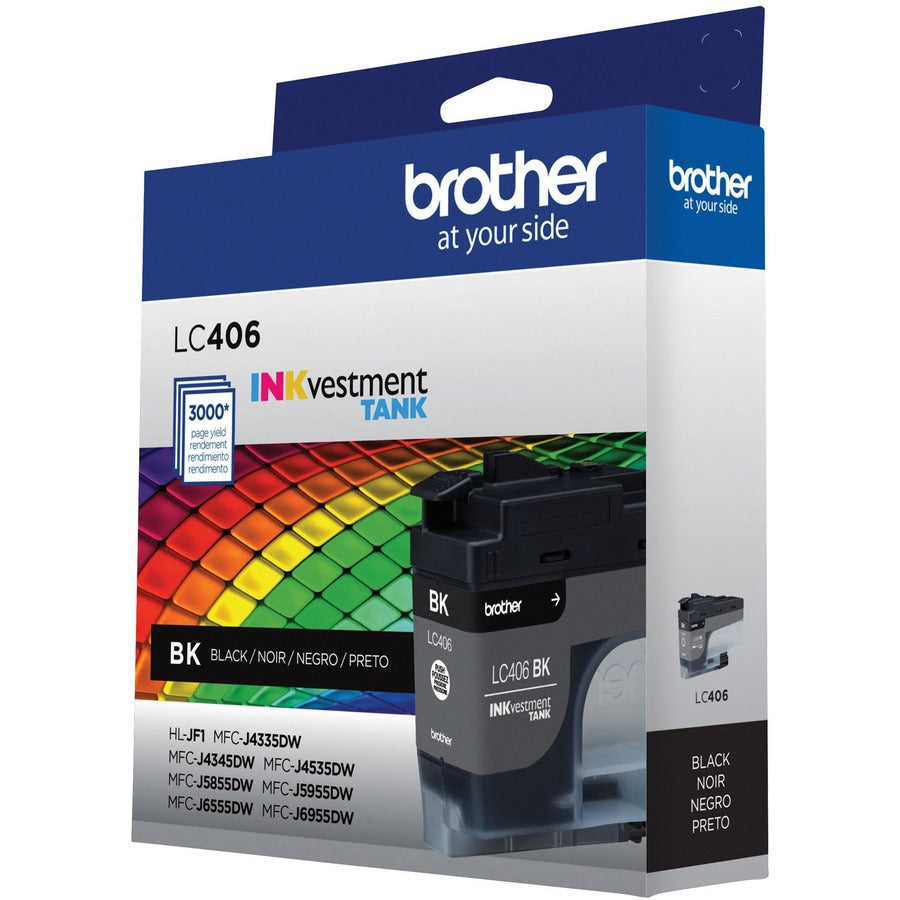 Brother INKvestment LC406BK Original Standard Yield Inkjet Ink Cartridge - Single Pack - Black - 1 Each LC406BKS