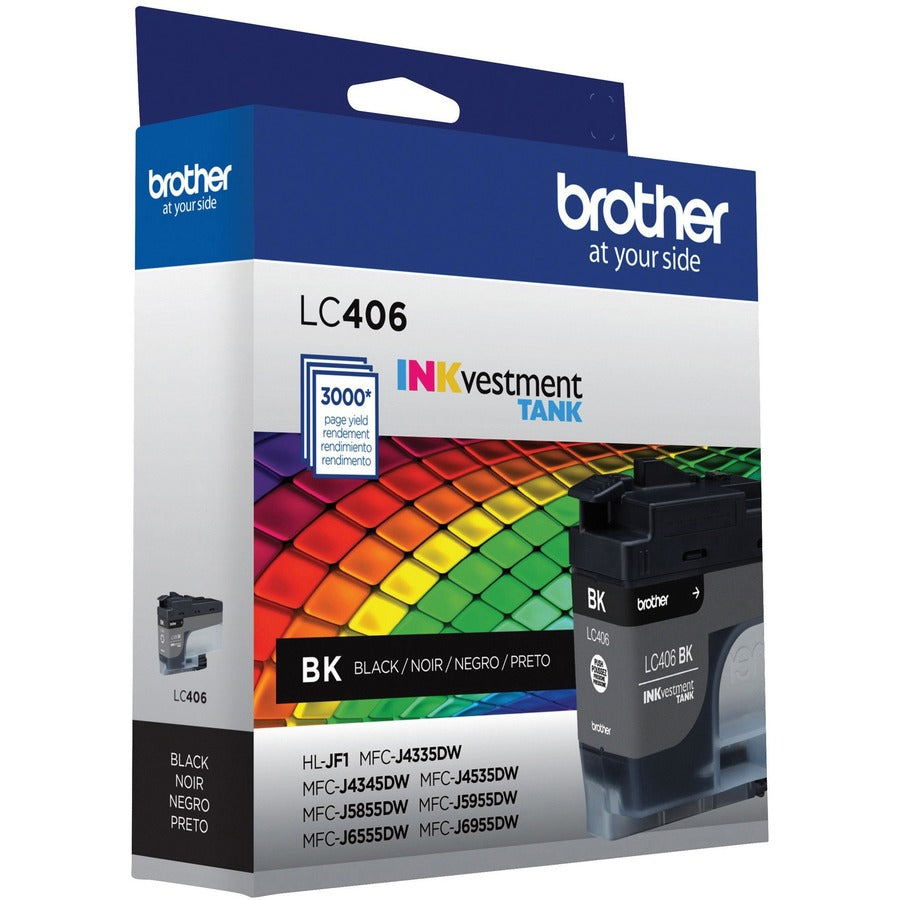 Brother INKvestment LC406BK Original Standard Yield Inkjet Ink Cartridge - Single Pack - Black - 1 Each LC406BKS