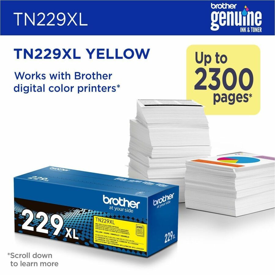 Brother Original High Yield Laser Toner Cartridge - Yellow - 1 Each TN229XLY