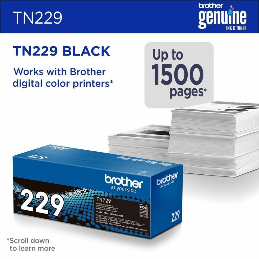 Brother Original Standard Yield Laser Toner Cartridge - Black - 1 Each TN229BK