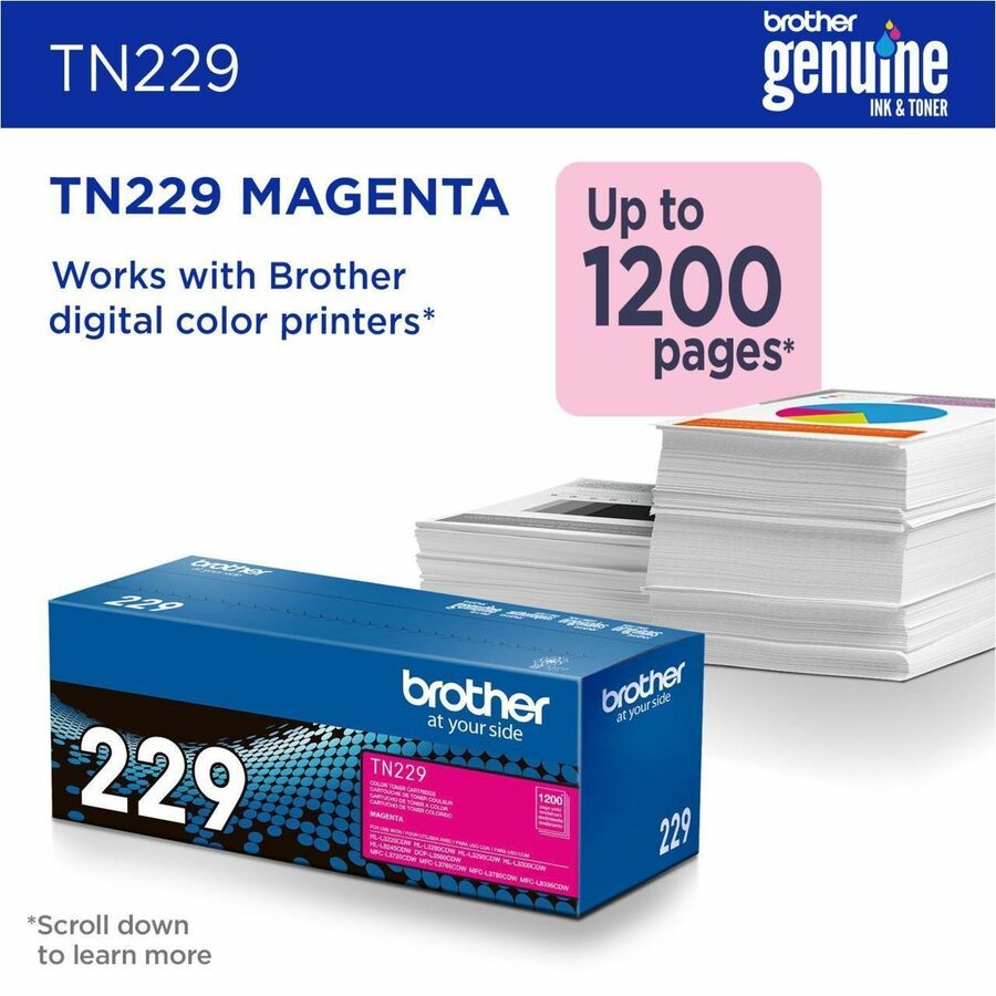 Brother Original Standard Yield Laser Toner Cartridge - Magenta - 1 Each TN229M