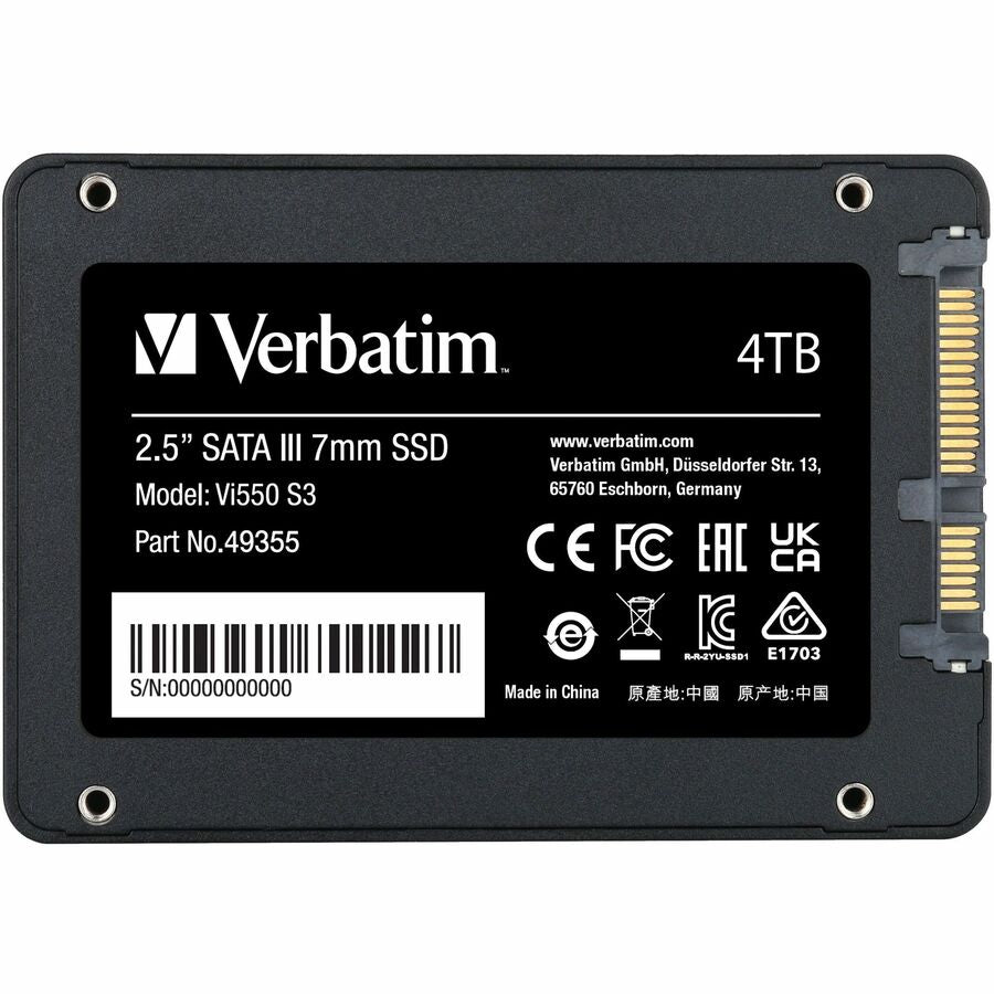 Verbatim Vi550 4 TB Solid State Drive - 2.5" Internal - SATA (SATA/600) 49355