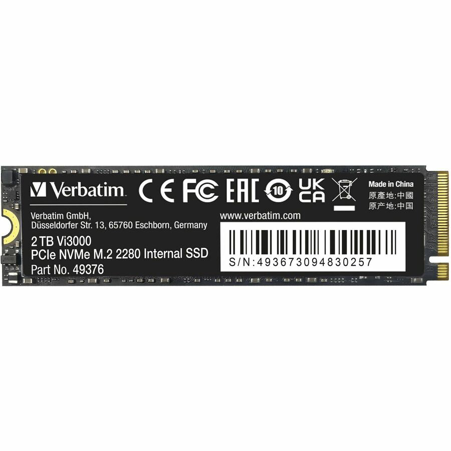 Verbatim Vi3000 2 TB Solid State Drive - M.2 2280 Internal - PCI Express NVMe (PCI Express NVMe 3.0 x4) 49376