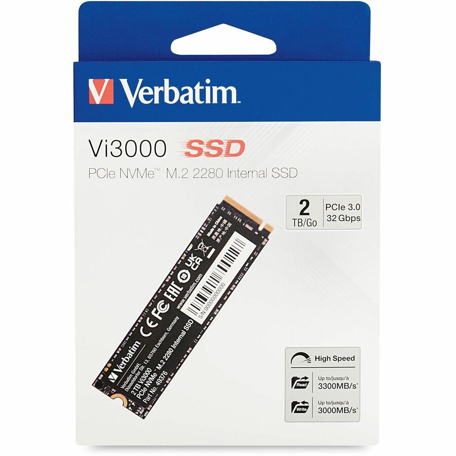 Verbatim Vi3000 2 TB Solid State Drive - M.2 2280 Internal - PCI Express NVMe (PCI Express NVMe 3.0 x4) 49376