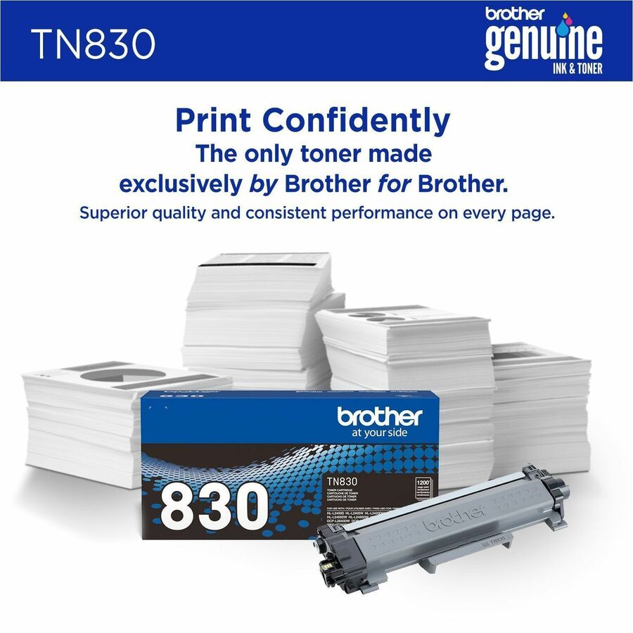 Brother Original Standard Yield Laser Toner Cartridge - Black - 1 Each TN830