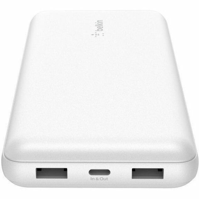 Belkin 15W 3-port USB Power Bank - 20K mAh - 2xUSB-A (12W), 1xUSB-C (15W) - Portable Charger - w/ USB-A to USB-C Cable - White BPB012BTWH