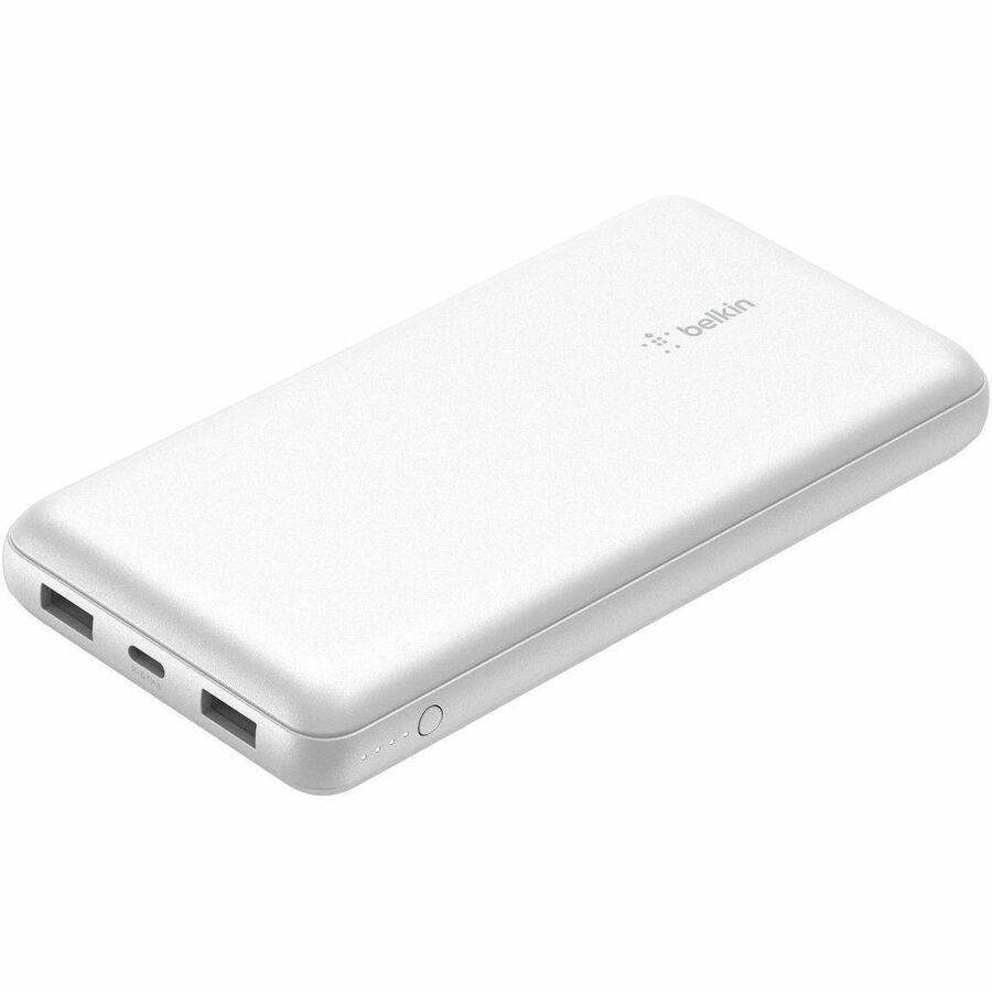 Belkin 15W 3-port USB Power Bank - 20K mAh - 2xUSB-A (12W), 1xUSB-C (15W) - Portable Charger - w/ USB-A to USB-C Cable - White BPB012BTWH