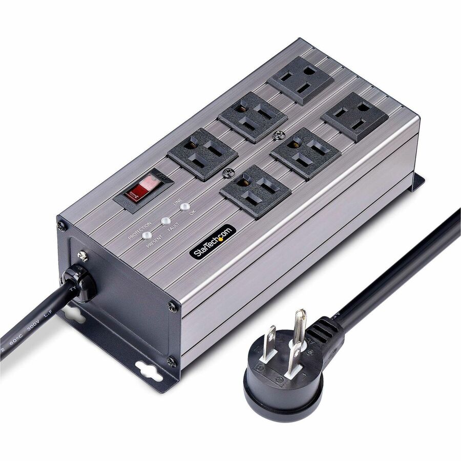 StarTech.com 6-Outlet Industrial Power Strip 125V/15A, EMI/RFI Isolation, Surge Protection, Mountable PDU, 8ft NEMA 5-15P Cord, UL Listed 6N515S8-POWER-STRIP