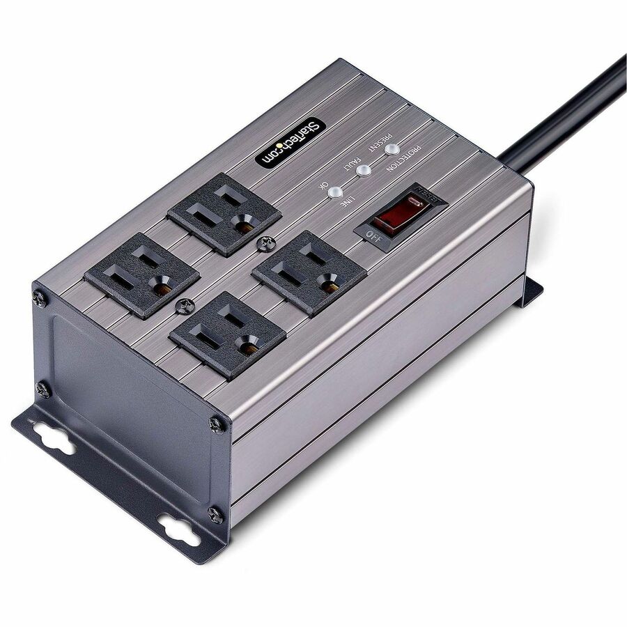 StarTech.com 4-Outlet Industrial Power Strip 125V/15A, EMI/RFI Isolation, Surge Protection, Mountable PDU, 8ft NEMA 5-15P Cord, UL Listed 4N515S8-POWER-STRIP