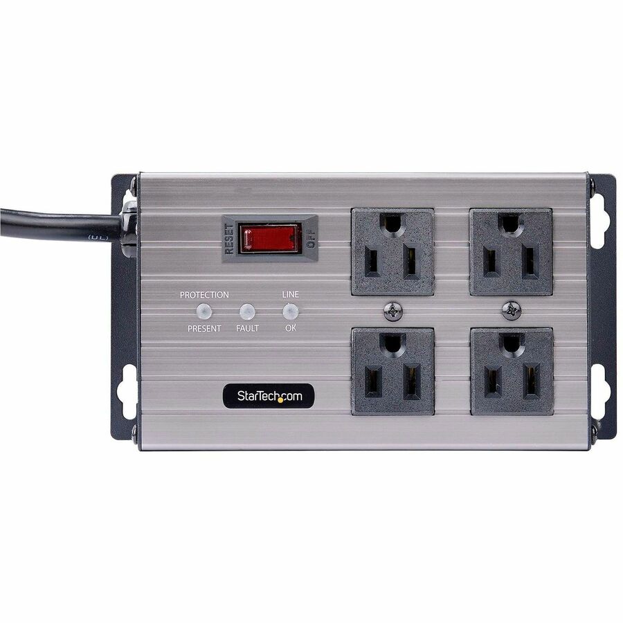 StarTech.com 4-Outlet Industrial Power Strip 125V/15A, EMI/RFI Isolation, Surge Protection, Mountable PDU, 8ft NEMA 5-15P Cord, UL Listed 4N515S8-POWER-STRIP