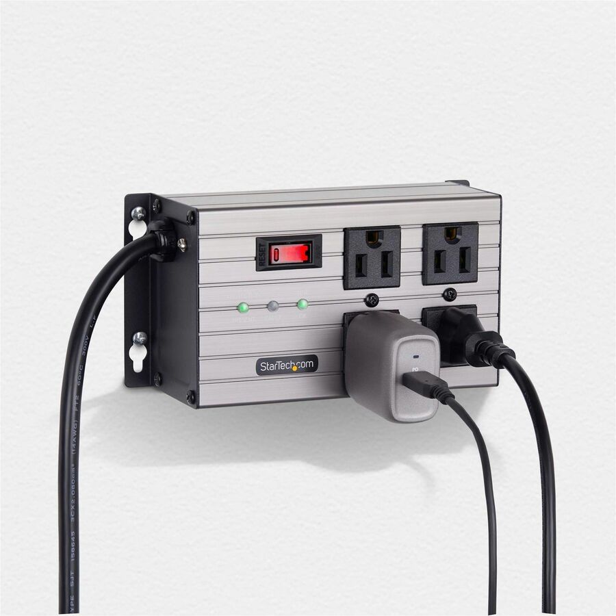 StarTech.com 4-Outlet Industrial Power Strip 125V/15A, EMI/RFI Isolation, Surge Protection, Mountable PDU, 8ft NEMA 5-15P Cord, UL Listed 4N515S8-POWER-STRIP
