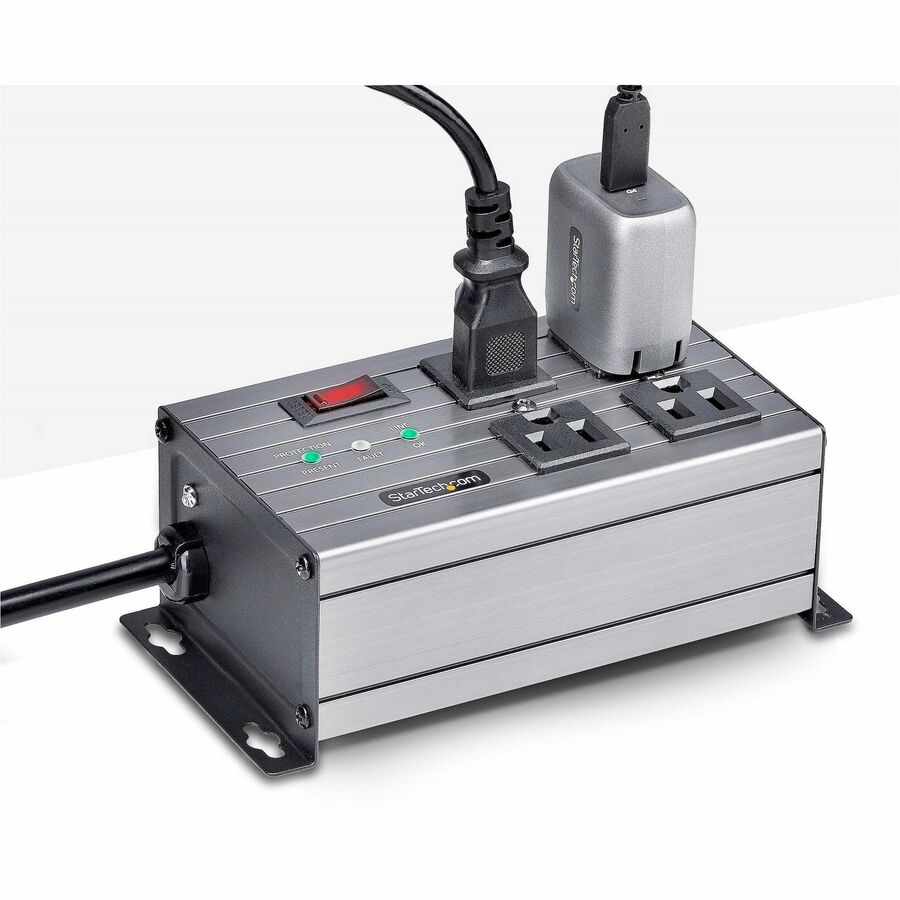 StarTech.com 4-Outlet Industrial Power Strip 125V/15A, EMI/RFI Isolation, Surge Protection, Mountable PDU, 8ft NEMA 5-15P Cord, UL Listed 4N515S8-POWER-STRIP