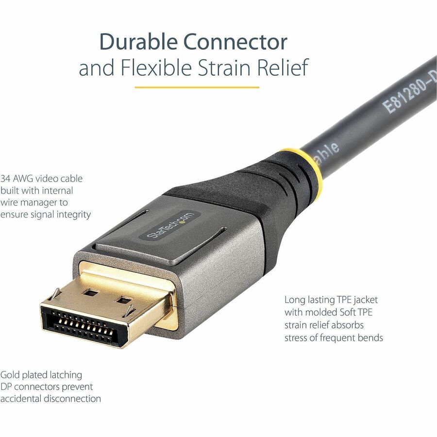 StarTech.com 1ft (30cm) DisplayPort 1.4 Cable, 8K 60Hz HDR10, UHD 4K 120Hz Video, DP to DP Monitor Cord, DP 1.4 Cable, M/M DP14VMM1F