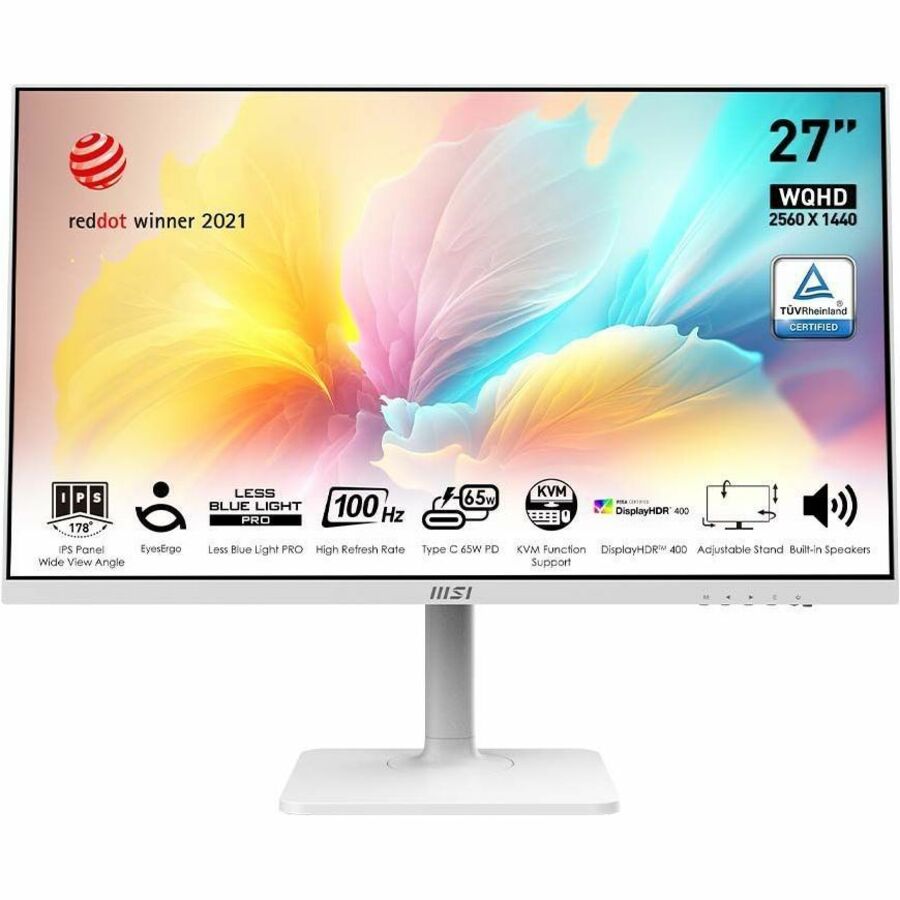 MSI Modern MD272QXPW 27" Class WQHD LED Monitor - 16:9 - Matte White Modern MD272QXPW