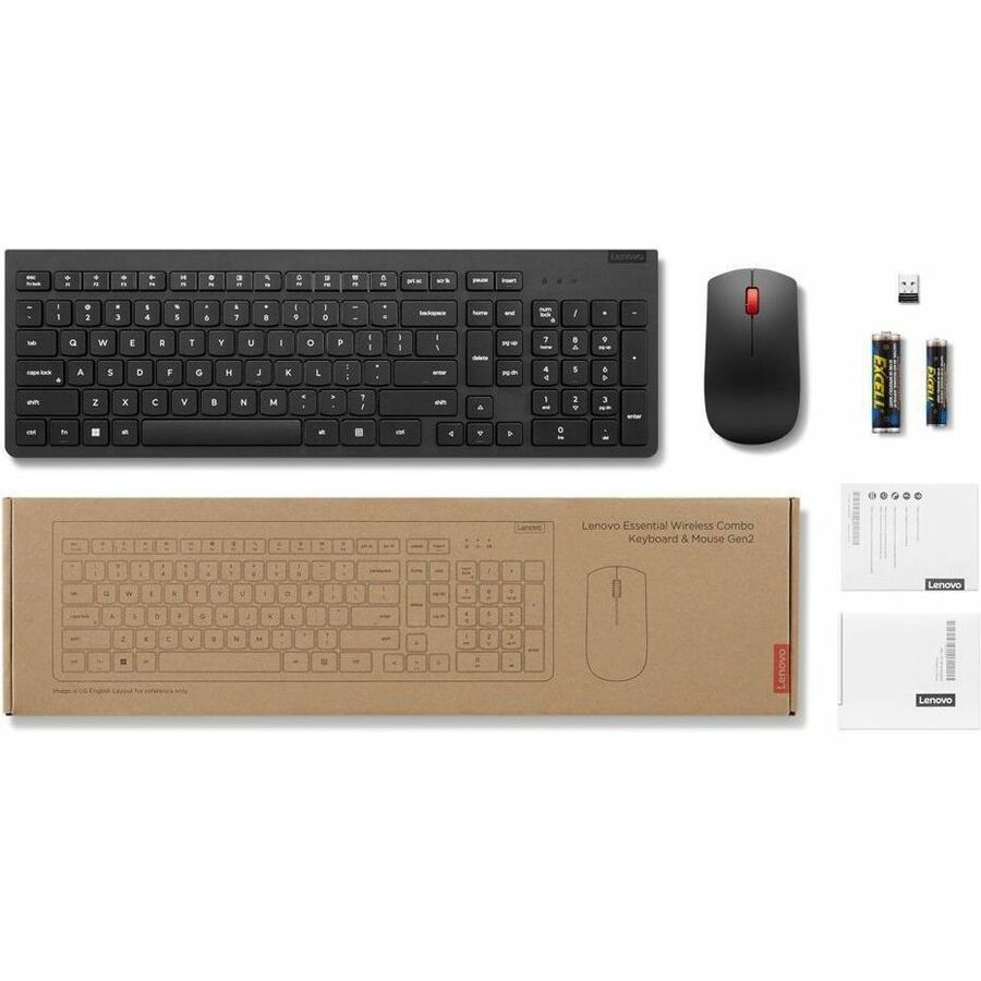 Lenovo Essential Wireless Combo Keyboard & Mouse Gen2 Black English Canadian 4X31N50754