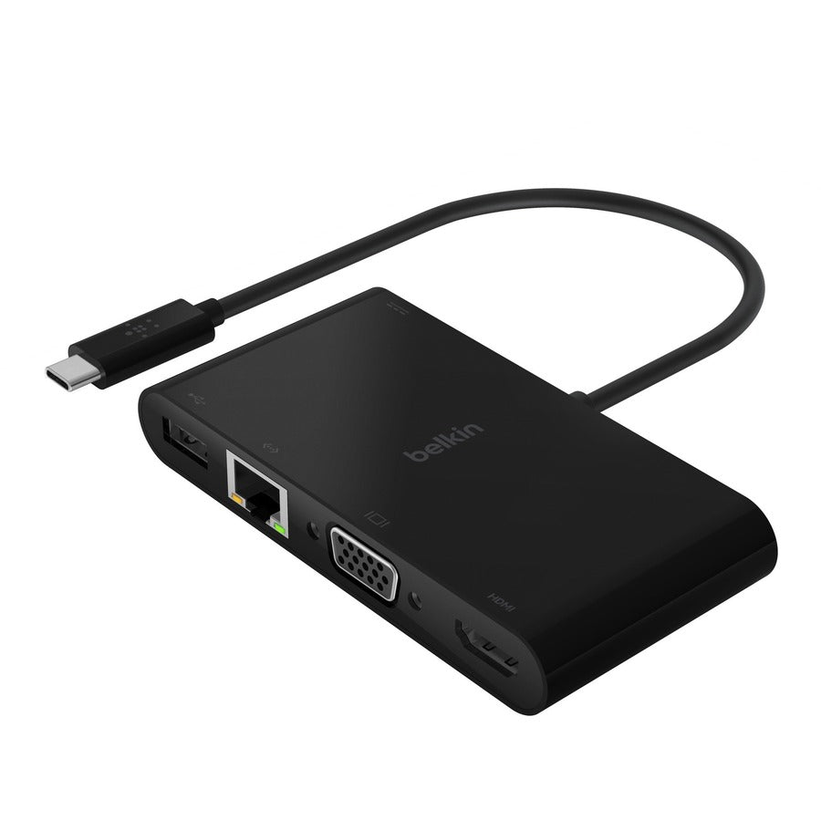 Belkin USB-C Multiport Adapter, USB-C to HDMI - USB A 3.0 - VGA, up to 100W Power Delivery, up 4k Resolution AVC004BK-BL